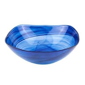 4 in. Blue Contemporay Soft Square Blue Swirl Glass Bowl