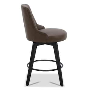 Haynes 26 in. Chocolate High Back Metal Counter Stool with Fabric Seat (Set of 2)