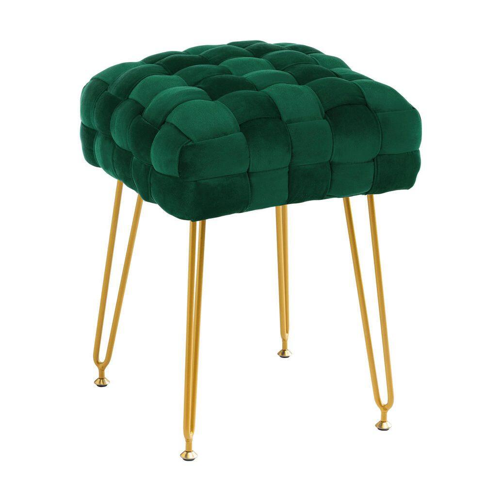 green velvet vanity stool