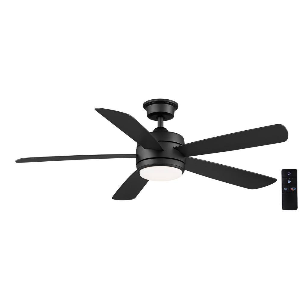 Hampton Bay Averly 52 in. Indoor Matte Black Ceiling Fan with Adjustable White Integrated LED with Remote Control Included AK18B-MBK Sansujyuku sansujyuku.com
