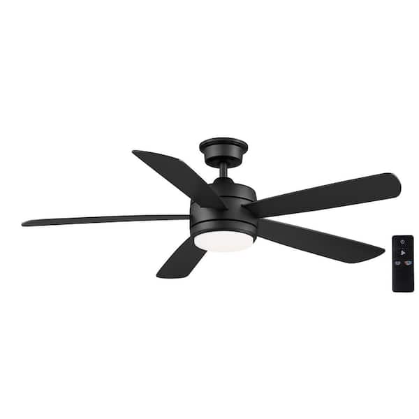 Hampton Bay Averly 52 in. Indoor Matte Black Ceiling Fan with Adjustable White Integrated LED with Remote Control Included