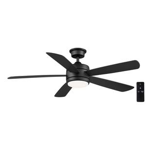 Averly 52 in. Integrated LED Matte Black Ceiling Fan with Light and Remote Control with Color Changing Technology