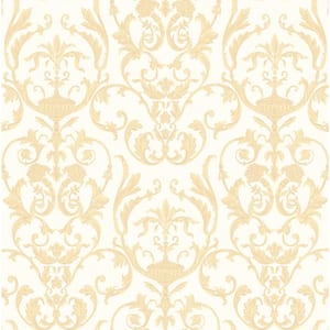 Ornamenta 2 Off White/Gold Intricate Damask Design Non-Pasted Wallpaper Roll (Cover 57.75sq. ft.)