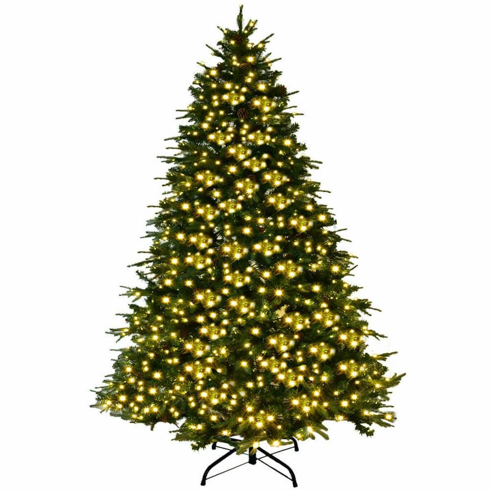 Costway 8 ft. PreLit LED Artificial Christmas Tree Hinged with 600 LED