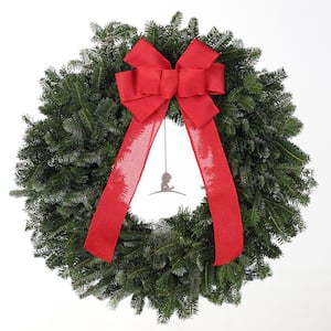 26 in. Fresh NC Blue Ridge Mountain Fraser Fir Christmas Wreath with HQ Red Bow and St. Jude hospital pendant