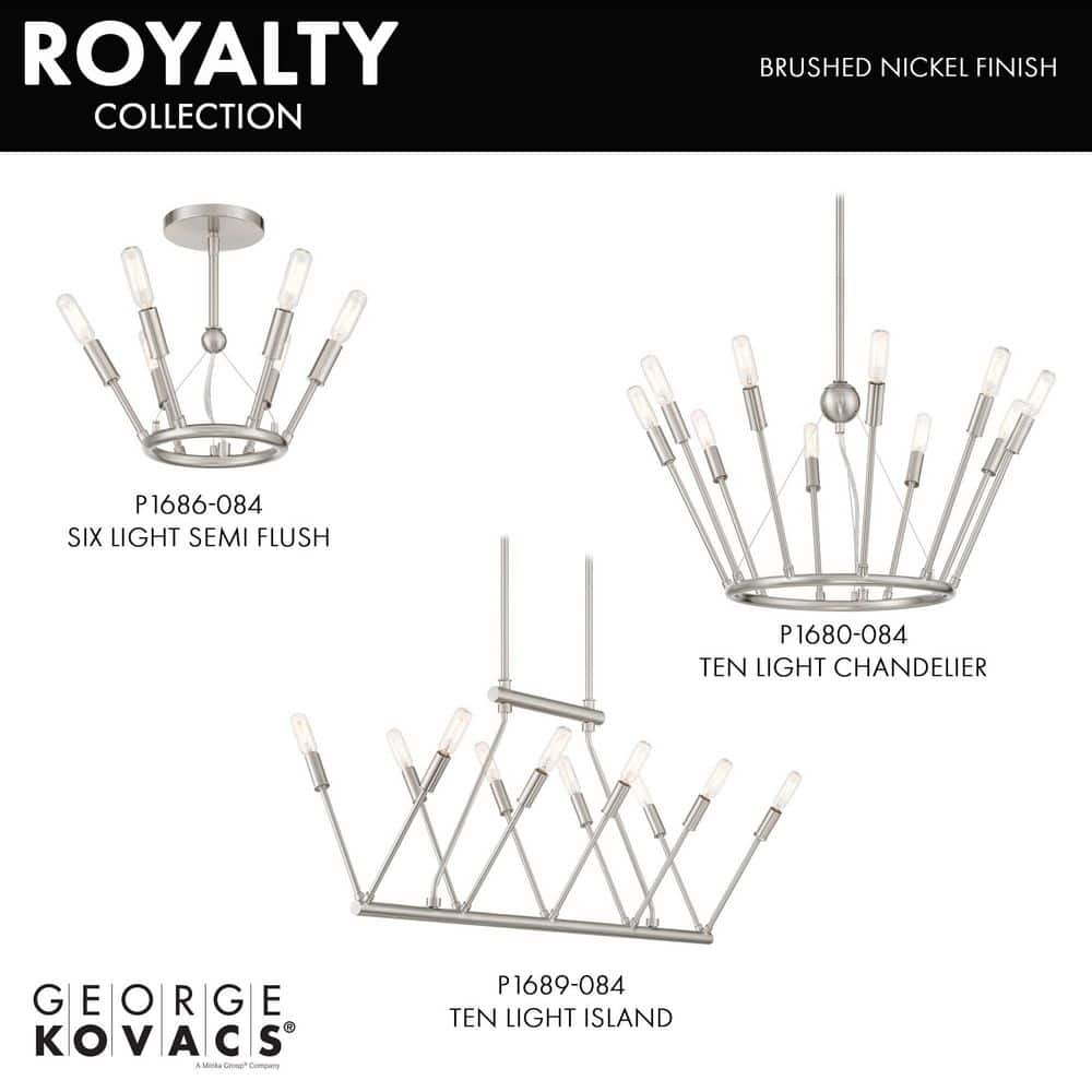 Royalty Brushed Nickel 10-Light Sputnik Chandelier
