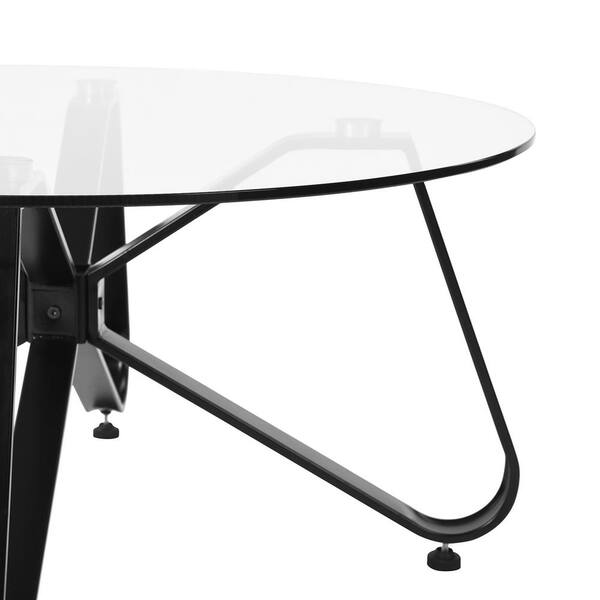 Moe's FI-1097-37-0 Lova Coffee Table in Black Iron, White Marble & Tempered  Glass