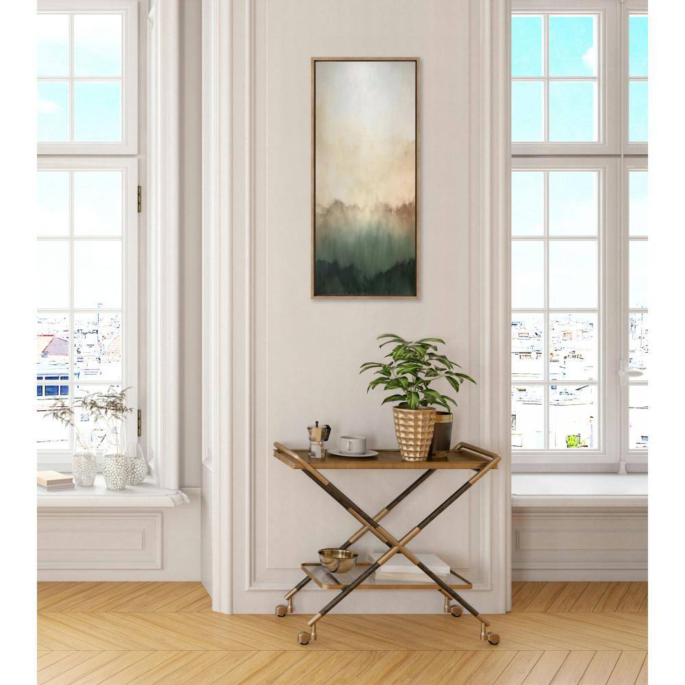 Green Mountain Abstract Landscape Canvas Print with Gold Frame