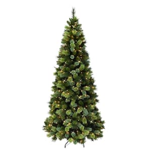 7.5 ft. Pre-Lit Slim Portland Pine Artificial Christmas Tree Cashmere Tips and 450 UL-Listed Clear Incandescent Lights