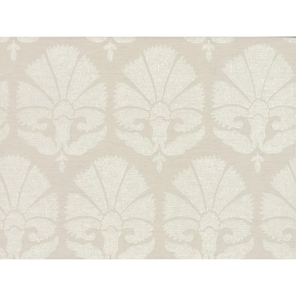 Ronald Redding Light Grey Ottoman Fans Matte Non-pasted Grasscloth Wallpaper 27 in. x 27 ft.