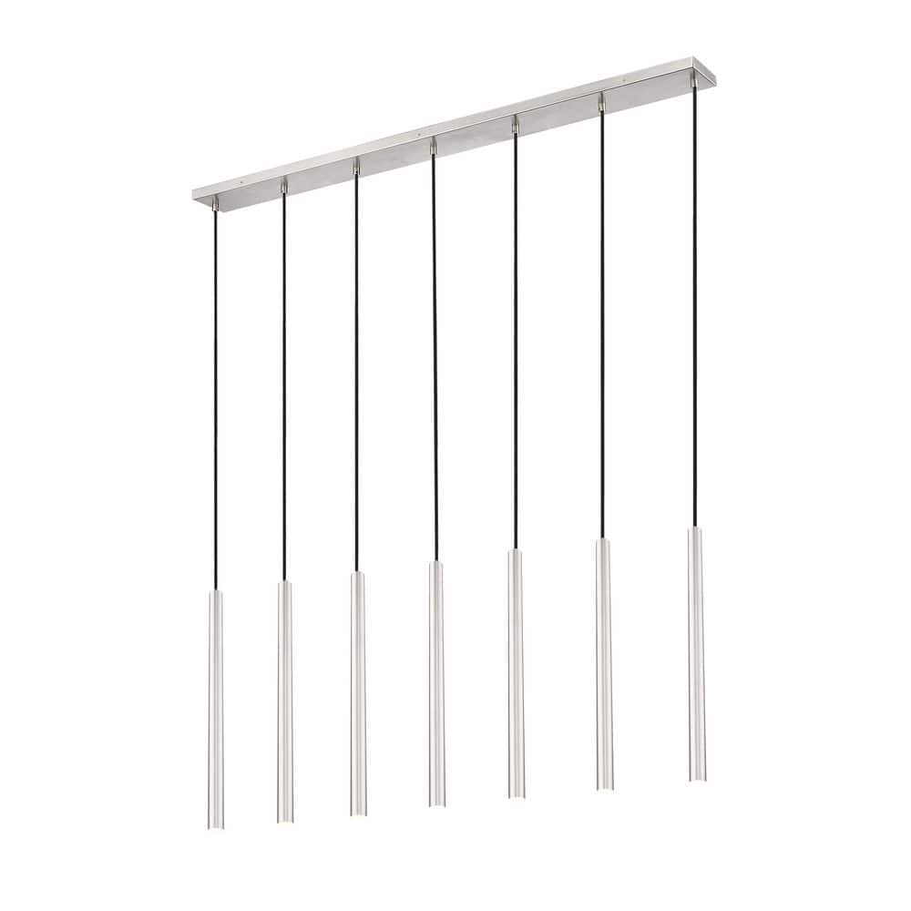 Forest 54 inch Brushed Nickel 7 Light Integrated LED Linear Chandelier