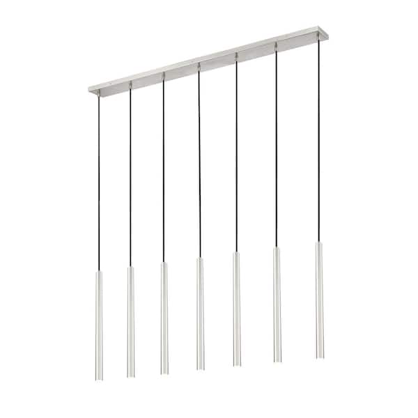 Unbranded Forest 54 inch Brushed Nickel 7 Light Integrated LED Linear Chandelier