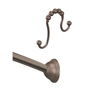 72 in. Adjustable Curved Shower Rod with Shower Curtain Rings in Old World Bronze (12-Pack)