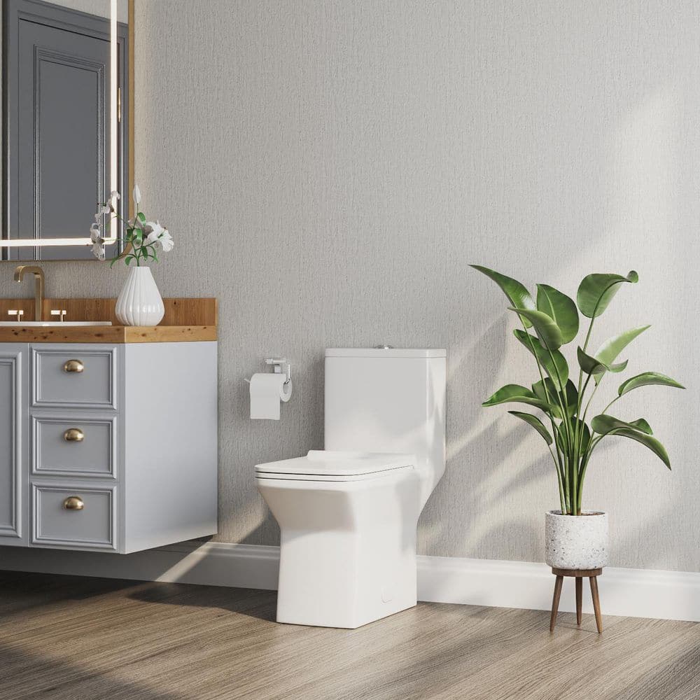 Ace White Ceramic Dual-Flush Elongated One-Piece Toilet