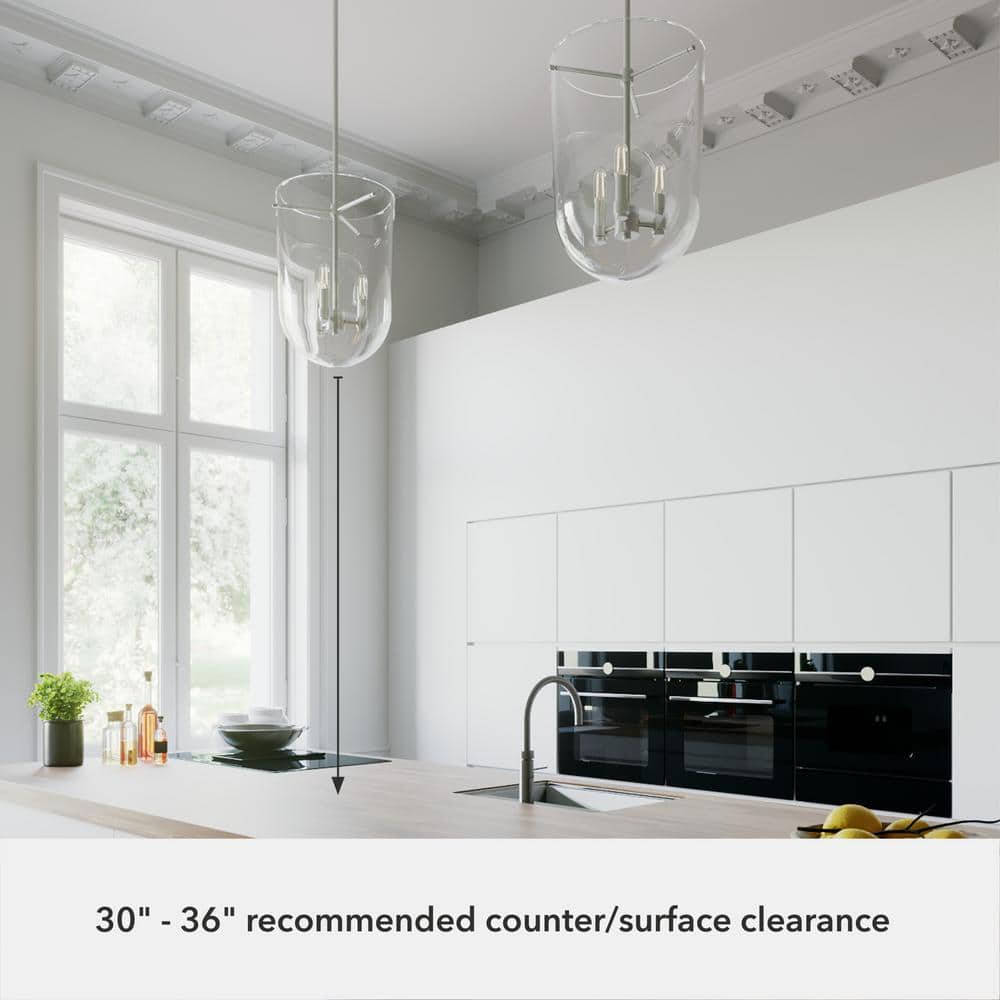 Sacha Brushed Nickel 16" Modern LED Pendant Light with Clear Glass