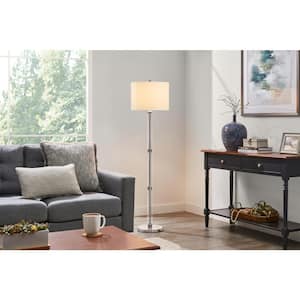 Keiss 60 in. Chrome and Clear Acrylic Standard Floor Lamp with White Fabric Shade