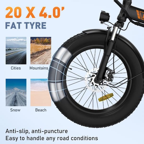 HITWAY 20 x 4 in. Fat Tire Commuter & Mountain Electric Bike for