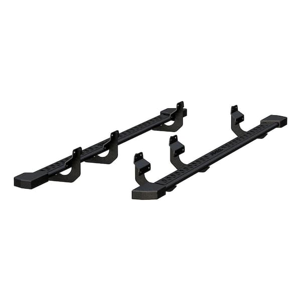 Aries Black Steel Rocker Step Guard Running Boards, Select Ford F-150, F-250, F-350, F-450, F-550 Super Duty Crew Cab