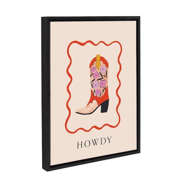 Kate and Laurel Sylvie Howdy Framed Canvas by Duchess Plum (Set of 1) Typography Art Print 18.00 in. x 24.00 in.