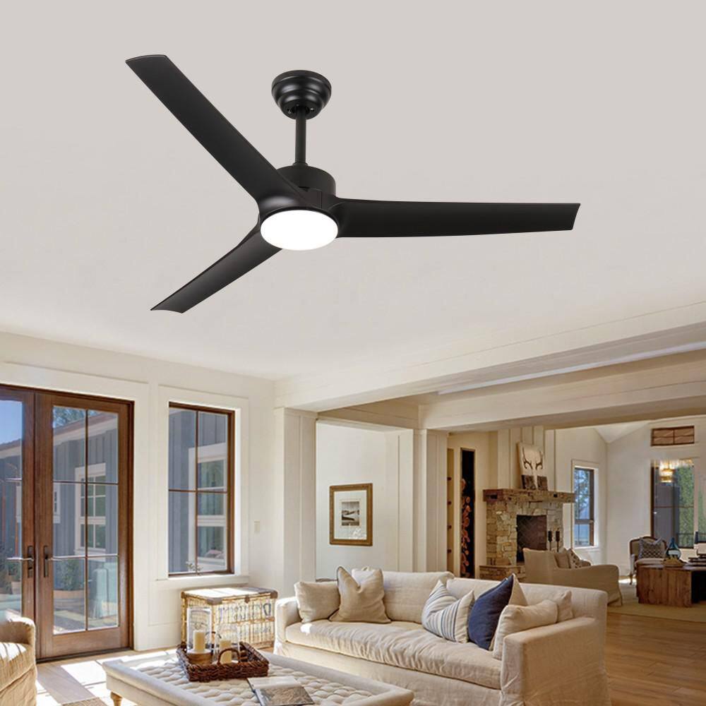 FEKZO 52 in. Smart Indoor Black Downrod Mount Standard Ceiling Fan