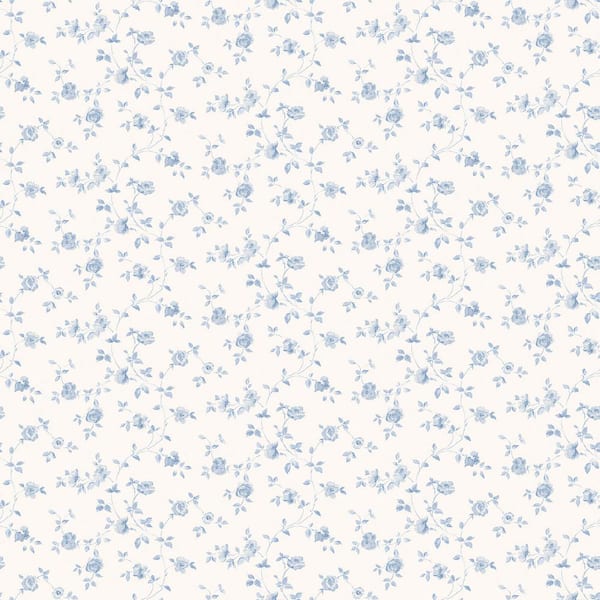 Unbranded Miniatures 2-Blue Miniature Rose Trellis Design Matte Finish Non-Pasted Vinyl on Non-Woven Wallpaper Sample