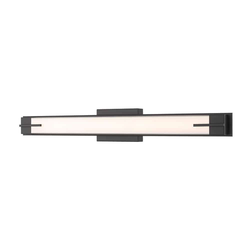 Chase 33 in. 1-Light Matte Black LED Vanity with Gloss Opal Shade