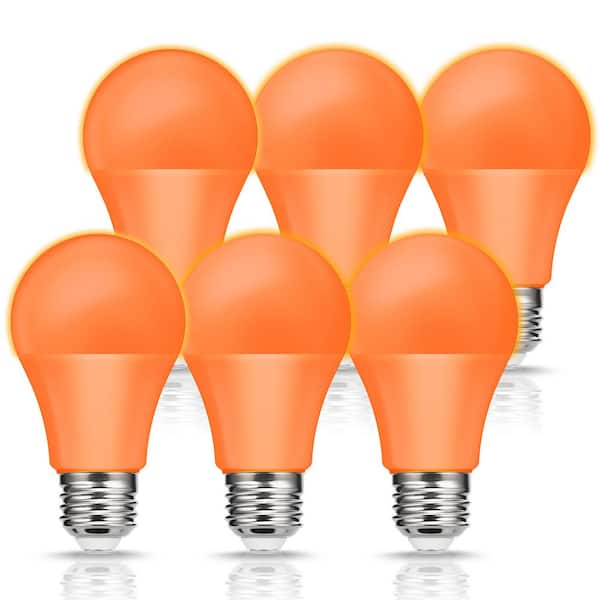 YANSUN 40-Watt Equivalent 5-Watt A19 E26 Base Non-Dimmable Party Holiday Home Decorative LED Light Bulb in Orange (6-Pack)
