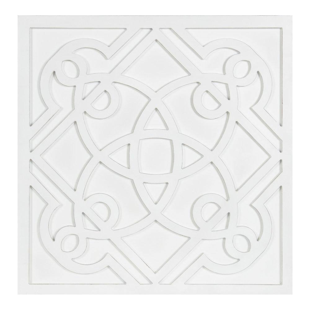 Mercador White Wooden Square Wall Art Plaque, 24 x 24