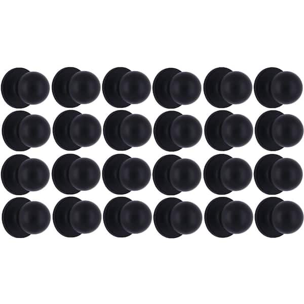 Ball Matte Black Hall/Closet Door Knob (24-Pack)