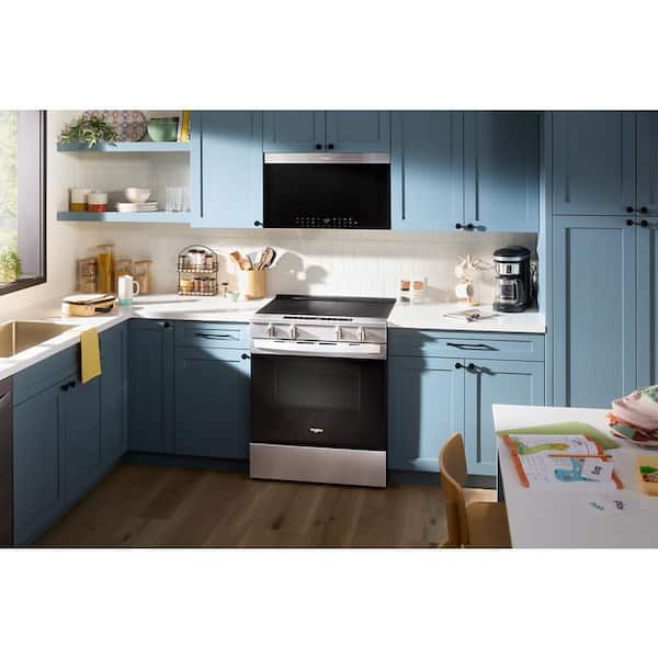 Whirlpool - 30 in. 5-Burners Smart Slide-In Electric Range in Fingerprint Resistant Stainless Steel with No Preheat Air Fry