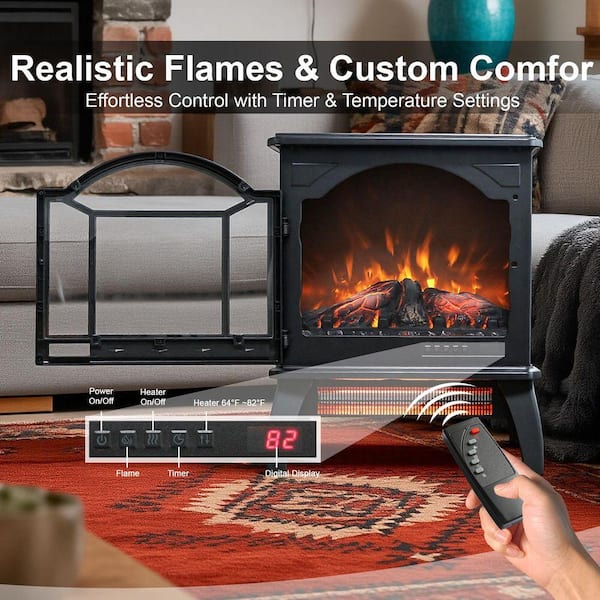 SUNRINX 400 sq. ft. 18 in. Electric Stove with Remote MG63-8-GSD