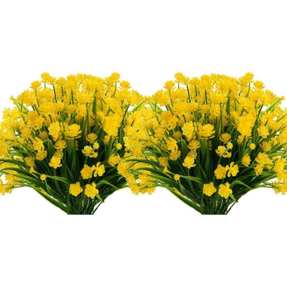 12.6 in. Yellow 20-Bundles Artificial Flowers, UV Resistant