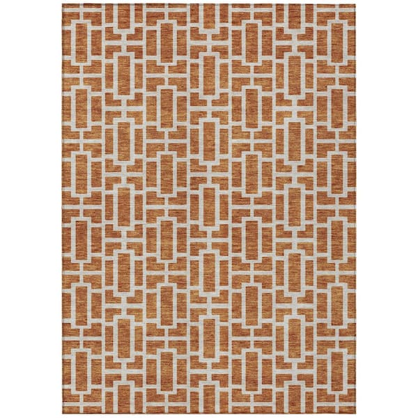 Chantille Machine Washable Indoor/Outdoor Abstract ACN916 Terracotta 9 ft. x 12 ft. Area Rug