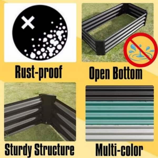Large 71 in. L Black Metal Rectangular Outdoor Raised Garden Bed Vegetables Flowers Planter Bed (1-Pack)