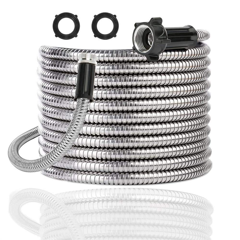 5/8 in. Dia. x 15 ft. Heavy Duty 304 Stainless Steel Water Garden Hose with
