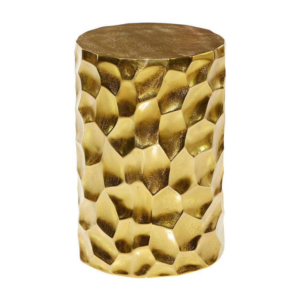 Litton Lane 12 in. Gold Cylinder Aluminum End Table 80871 - The Home Depot