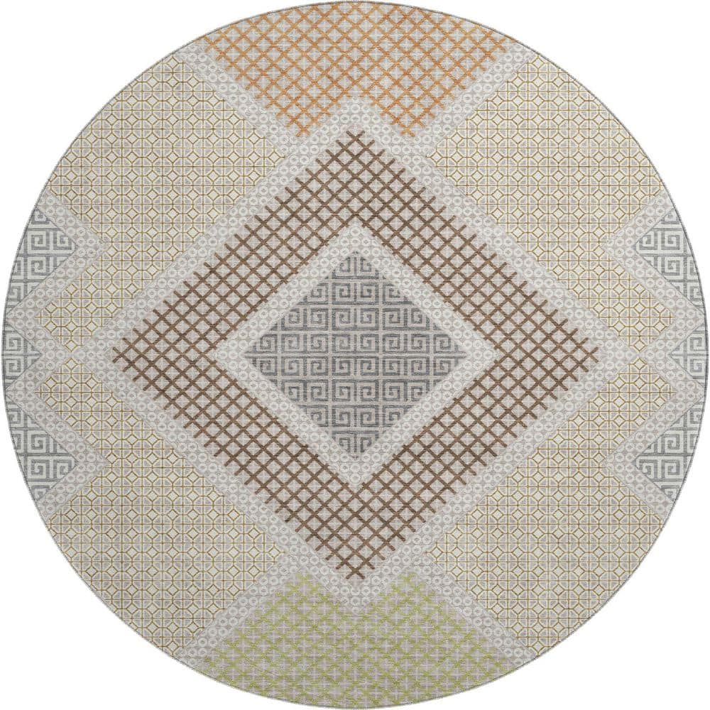 Mayfield Premium Machine Washable Abstract AMF2111 Pewter 8 ft. x 8 ft. Round Rug price history on PriceWatchPro