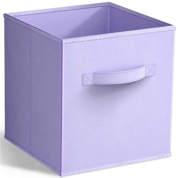 Foldable Storage Cubes w/ Handle Purple 10.5 in x 11 in Fabric Decorative Basket (Set of 1) Clothes and Closet Organizer