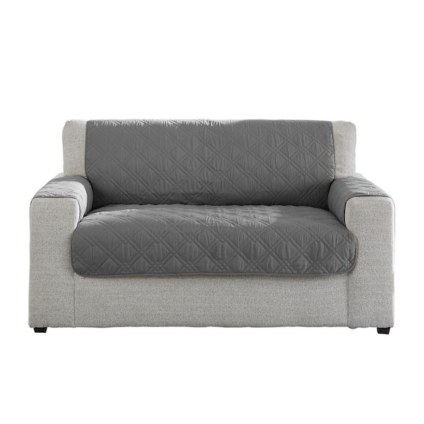 Sure-Fit Gemma Gray Polyester Waterproof Loveseat Furniture Protector Slipcover