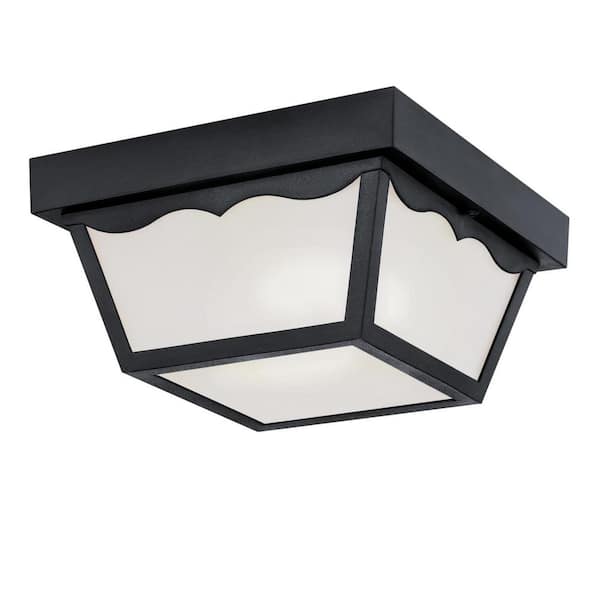 Westinghouse 2-Light Black Polypropylene Outdoor Flush Mount