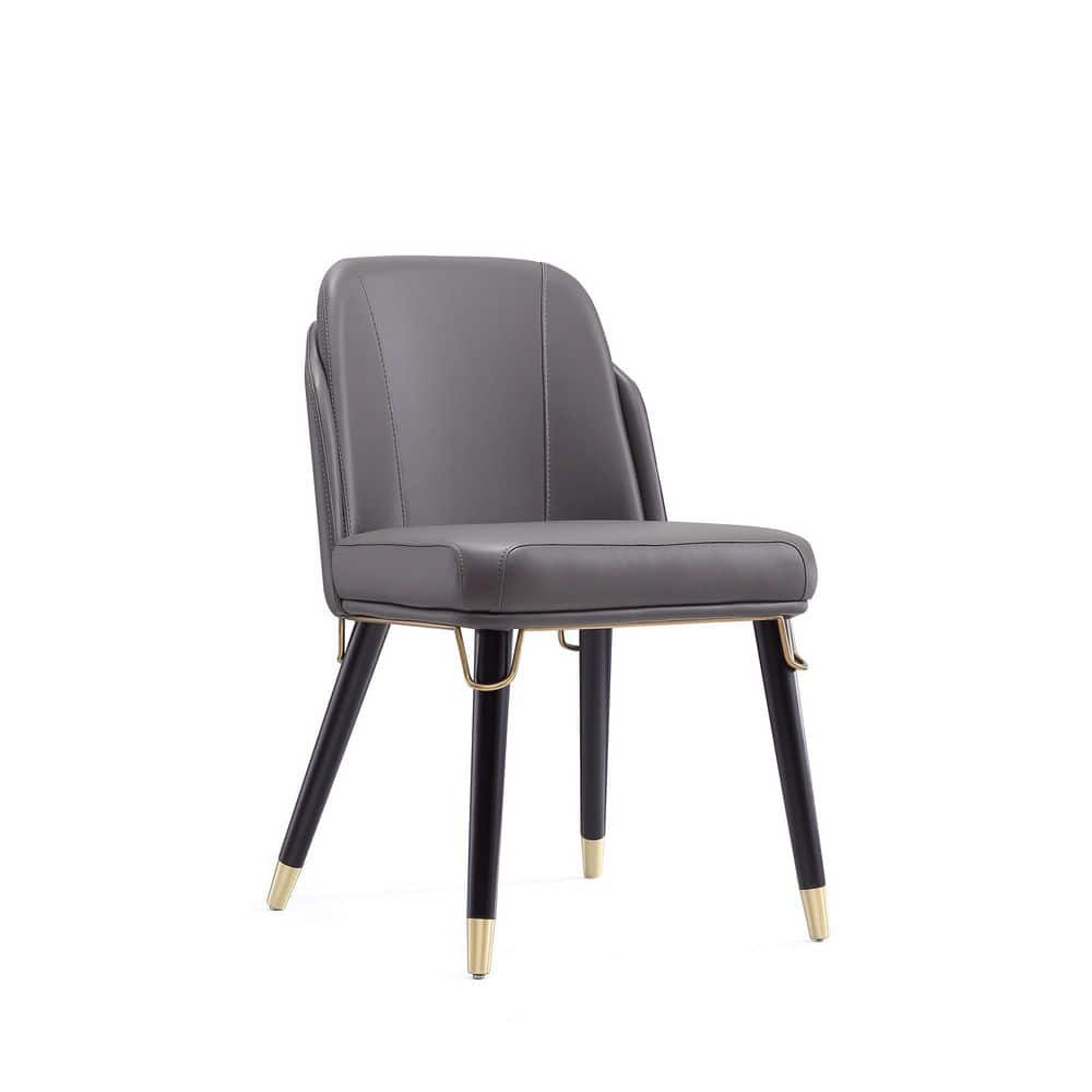 Estelle Pebble and Black Faux Leather Dining Chair Set