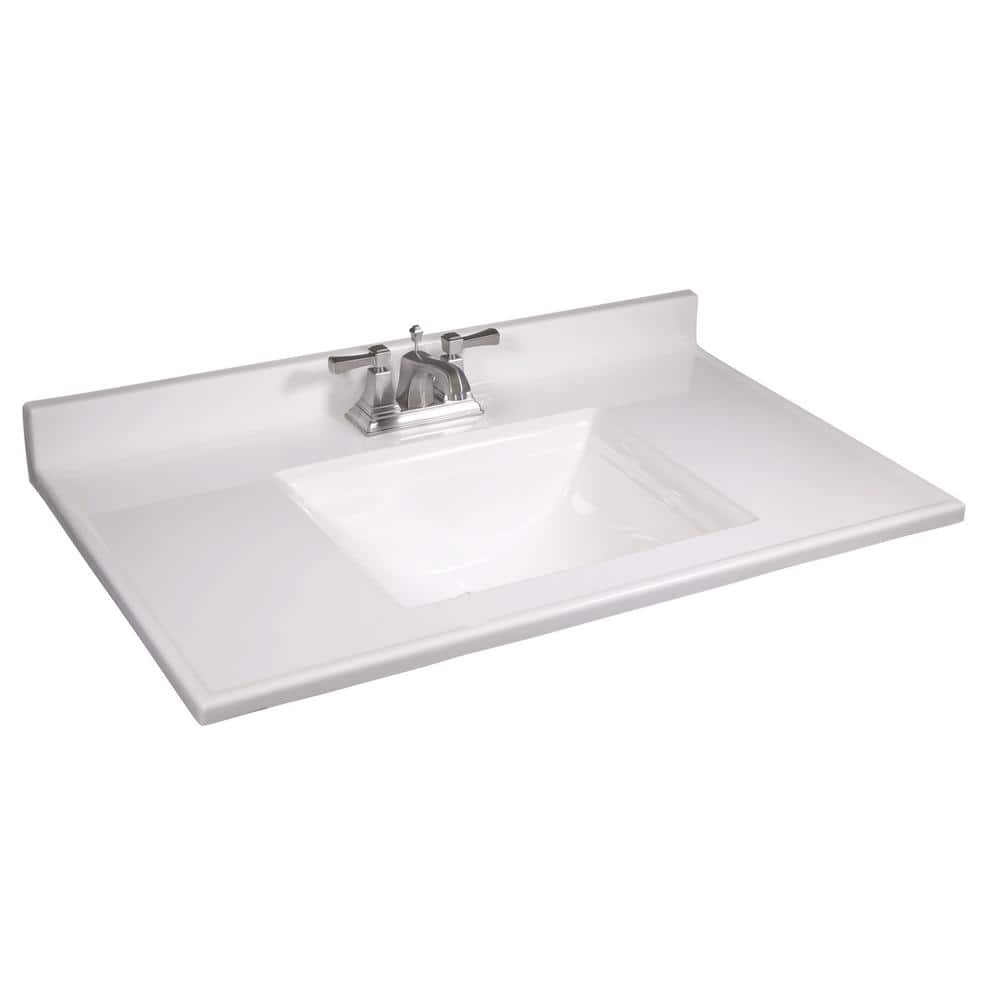 Camilla 37-Inch Solid White Cultured Marble Vanity Top