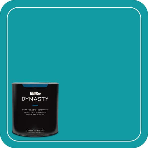 BEHR DYNASTY 1 qt. #MQ4-20 Island Dream One-Coat Hide Satin Enamel Interior Stain-Blocking Paint and Primer