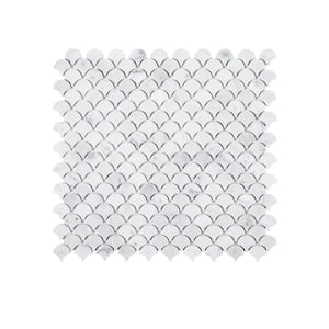 Cloudy Daze White 11.5 in. x 11 in. Fan Honed Natural Stone Wall and Floor Mosaic Tile (8.78 sq. ft./Case)