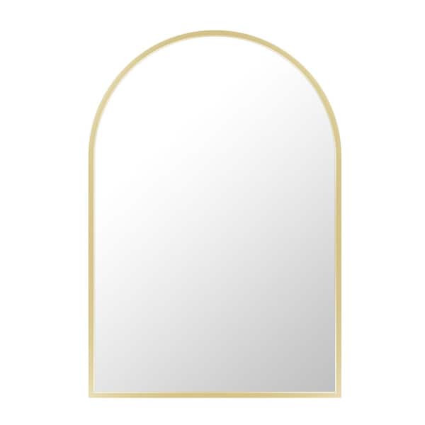 30 in. W x 42 in. H Arch Aluminum Alloy Framed and Tempered Glass Wall Decor Bathroom Vanity Mirror in Brushed Gold