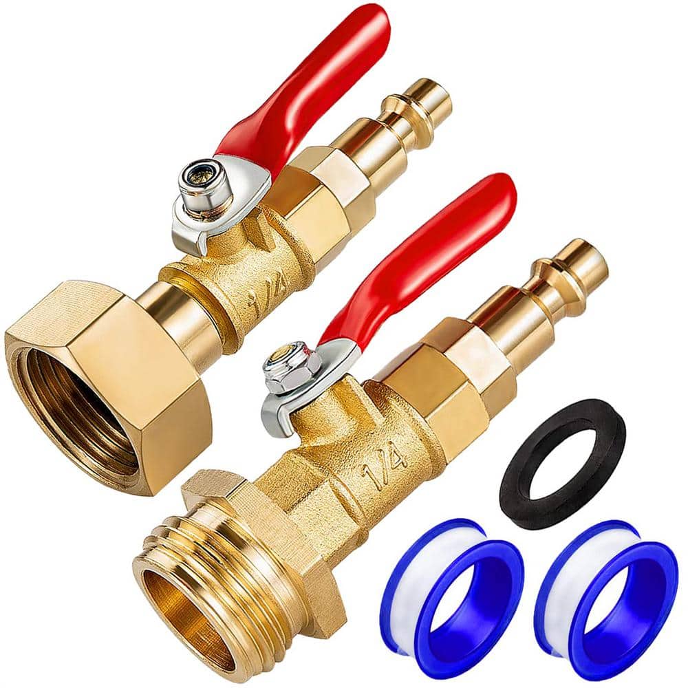 2-Pack Heavy-Duty 3/4 in. Solid Brass Garden Hose Shut Off Valve with 10 Ex