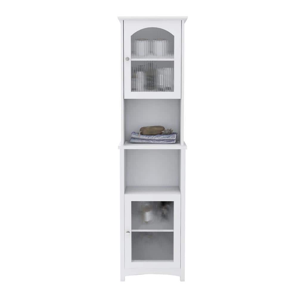 Floor Cabinet 15.74 in. W x 11.8 in. D x 49.38 in. H White Linen Cabinet wi