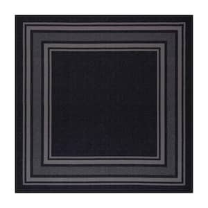 3 X 3 Black Carmel Bordered Non Slip Doormat Indoor Area Rug