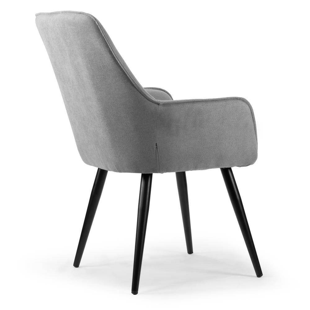 Gray Upholstered Arm Chair with Black Metal Legs