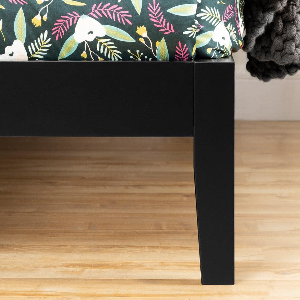 Minimalist King-Size Black Wood Frame Upholstered Platform Bed